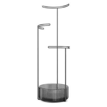 Imagem de Tesora - porta jóias vidro e metal umbra, Prata/Fumê