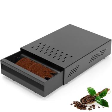 Imagem de Gaveta Espessada Do Recipiente Da Batida Das Borras de Café, Escaninho Da Batida Do Café, Aço Inoxidável Engrossado Café com Pés Antiderrapantes, Para Cafés Restaurante Home Bar (Preto)