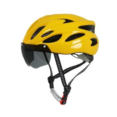Imagem de Dynwave Capacete de bicicleta para adultos, equipamento de ciclismo, resistência ao impacto, portátil, ajuste para deslocamento, circunferência da cabeça, Amarelo