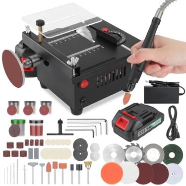 Imagem de Healthible Mini Serra De Mesa, Recarregável, Multifuncional, Portátil, Ajustável, Para Corte, Lixamento, Gravação, Perfuração, Máquina Precisão Com 7 Níveis Ajuste Velocidade