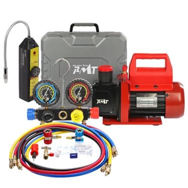 Imagem de PB Motor Tech BMT Conjunto De Bomba De Vácuo E Medidor - Bomba De 4,5 Cfm Com Manômetro De Alumínio De 4 Vias, Detector De Vazamento E Caixa De Armazenamento De Pvc - Ideal Para Manutenção De Ca, C