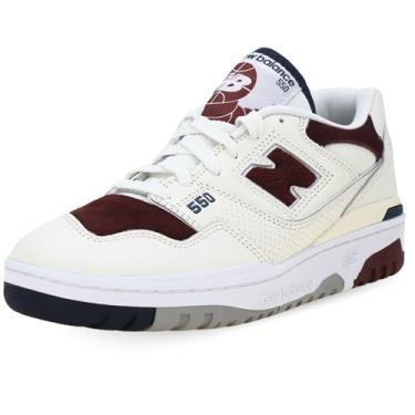 Imagem de New Balance Tênis infantil 574 V1 com cadarço, Branco/Marrom/Azul-marinho, 40