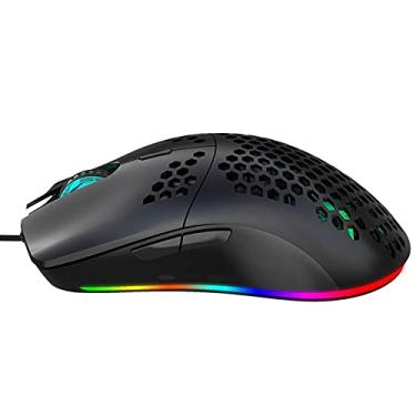 Imagem de Mouse gamer com fio USB RGB Player Mouse com seis Dpi ajustáveis, design ergonômico oco favo de mel, adequado para computadores de mesa e laptops (preto)