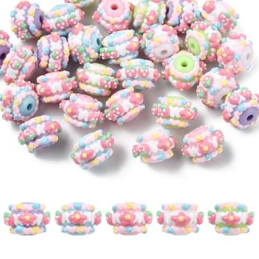 Imagem de Ipotkitt 30 peças, 5 cores, contas de acrílico Rondelle, esmaltadas, formato de tambor, fruta, morango, flor, espaçador, contas, para fazer joias, colar, brincos, pulseira, chaveiros, artesanato