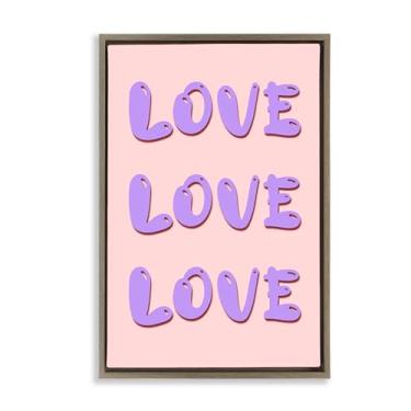 Imagem de Stupell Industries Arte de parede em tela flutuante emoldurada marrom Love Bubble Lettering por Pooja Dave, 63 x 43 cm