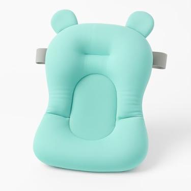 Imagem de Almofada Banho Bebê Antialérgico Alças Reguláveis Rede Apoio Antideslizante Poliéster Poliestireno e Elastano. (Azul Ciano)