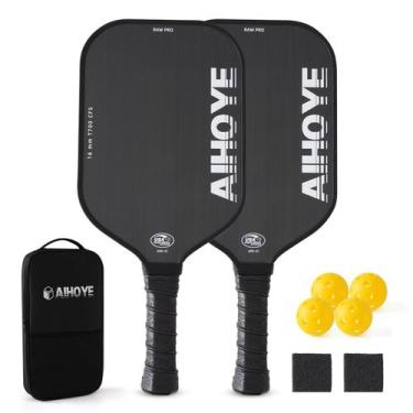 Imagem de Conjunto de pás Pickleball Aihoye PRO Raw T700 em fibra de carbono x2