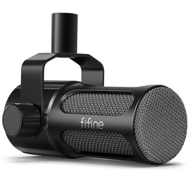 Imagem de FIFINE Microfone XLR dinâmico, estúdio, vocal, podcast, metal, reforço médio, filtro de corte baixo, locução, compatível com mixer/interface de áudio