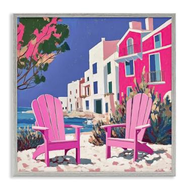 Imagem de Stupell Industries Cadeira de praia Meetup em Rosa Cinza Emoldurado Giclée Design de Arte por Annabelle Hall, 43 x 43 cm