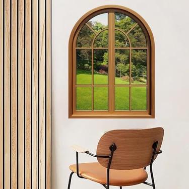 Imagem de ZARROUEA Adesivos de parede de janela falsos 3D, decalque de parede com paisagem de jardim arqueado para janela do país americano, removível, decorativo em estilo natural para decoração de casa