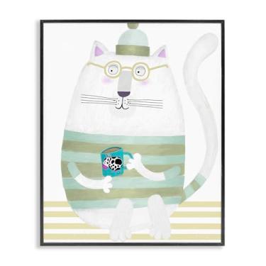 Imagem de Stupell Industries Caneca de gato com vaca preta emoldurada giclée com design artístico por Carla Daly, 50 x 40 cm