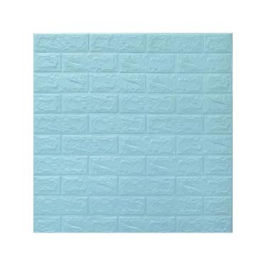 Imagem de Placa Adesiva para Parede Cozinha,Kit 10 Placas 3d Tijolo Branco Adesivo Autocolante DecoraçãO Quarto Sala Banheiro(AZUL BEBÊ)