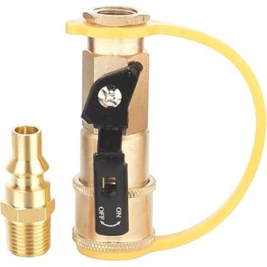 Imagem de GRILLJOB Adaptador de conexão rápida de propano RV de 1/10.2 cm para mangueira de propano, válvula de desligamento e plugue de fluxo total, LP ou gás natural, kit de desconexão rápida de 1/10.2 cm