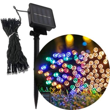 Imagem de Pisca Cordão Solar Externo De 100 Lâmpadas LEDs Colorido 10M