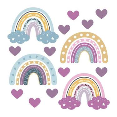 Imagem de Adesivo De Parede Infantil Arco-Iris Quarto Menina Bebe - 251ir - Allo