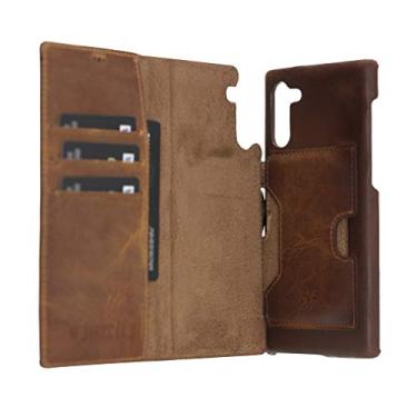 Imagem de Venito Florence Capa carteira de couro compatível com Samsung Galaxy Note 10 - Desinfetada por um higienizador UV - Extra segura com bloqueio de RFID - Carteira de telefone destacável - Marrom antigo