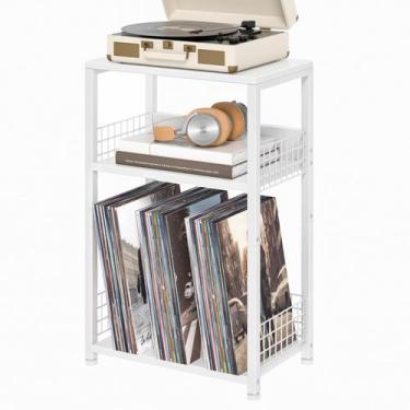 Imagem de Mesa lateral LELELINKY branca com armazenamento para pequenos espaços