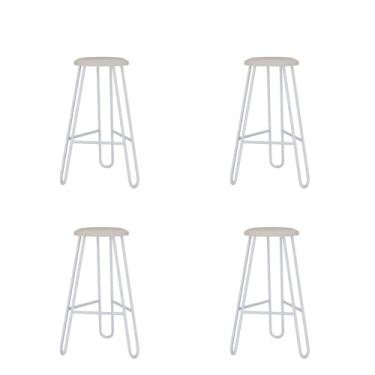 Imagem de Conjunto 4 Banquetas Altas Ginger com Estrutura Branca