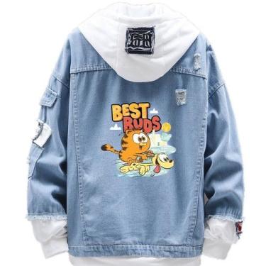 Imagem de Jaqueta jeans Sanmu Anime Digital Print Garfield com cachorro