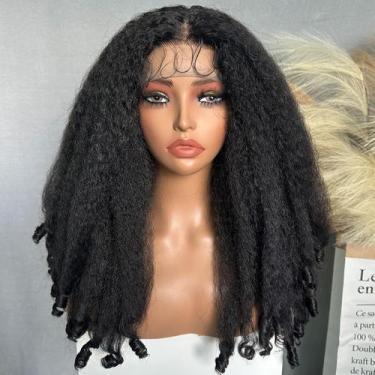 Imagem de Peruca frontal de renda afro encaracolada SOKU Synthetic T Part 50cm