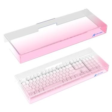 Imagem de Attack Shark KC04 Capa de teclado transparente acrílica transparente (35,3 x 12,7 x 2,3 cm) com capa protetora antiimpacto à prova d'água à prova de poeira para teclado mecânico padrão 87 teclas rosa