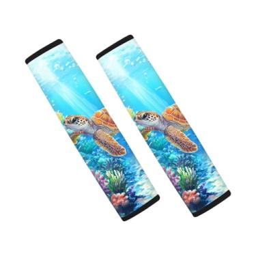 Imagem de Forchrinse Capas de cinto de segurança de carro de tartaruga marinha para mulheres e homens, 2 peças