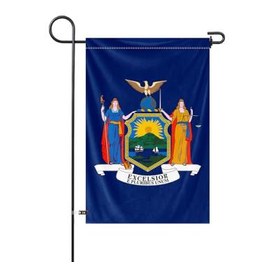 Imagem de Bandeira de jardim do estado de Nova York, 30,5 x 45,7 cm, bandeira vertical dupla face, poliéster, pequena, bandeira patriótica, celebração, festa, decoração externa