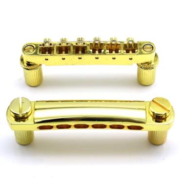 Imagem de Ponte de guitarra elétrica ABR-1 Tune-O-Matic para guitarra elétrica estilo Epiphone Les Paul LP SG - Sistema de selim de 12 cordas com ajustes de revestimento e entonação (ouro)