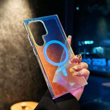Imagem de Capa de celular gradiente colorida para Samsung S25 S24 S23 FE Plus, ultramagnética, com carregamento sem fio, transparente, com amortecedor, magnética, para Samsung S23 Plus