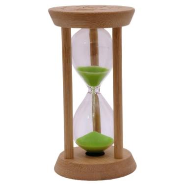 Imagem de Temporizador de areia, relógio de ampulheta de 2 minutos 100% bambu, Reloj de Arena, relógio de areia de madeira ou jogos infantis sala de aula, cozinha, decoração de escritório em casa (verde, 2 min)