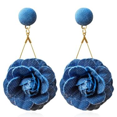 Imagem de CWVHQ Brincos de argola de brim boêmio simples e exagerado círculo grande brincos redondos acessórios de joias para mulheres noivas, trumpet, Metal, Sem pedra preciosa