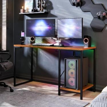 Imagem de Mesa de jogo e escritório em casa e prateleiras de estilo industrial(Preto Canela)