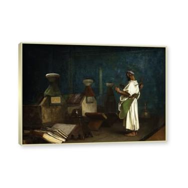 Imagem de NHLDZYH Moldura de champanhe. Famosas pinturas a óleo, (sem título 06) de Jean Leon Gerome, reprodução impressa em tela, arte de cenário para decoração de sala de estar. 40 x 56 cm - 15,7 x 20,1 pol