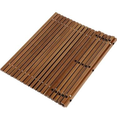 Imagem de DoubleFill Tapete de madeira de teca maciça 76,2 cm x 76,2 cm, tapete de chuveiro de teca, piso de spa, acabamento oleado, plataforma de madeira antiderrapante para sauna, piscina, banheira, decoração