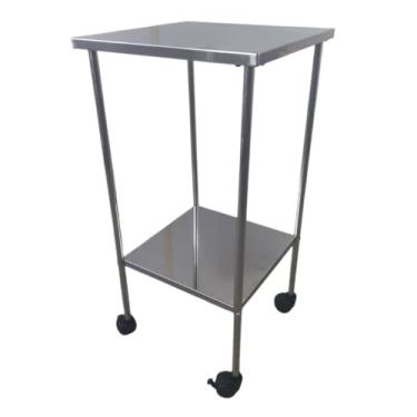 Imagem de Carrinho Mesa Auxiliar Inox Rodizio 40x40x80 2 Prateleira Estética Organização Clínica Barbearia