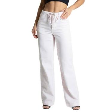 Imagem de Calça Sarja Sawary Wide Leg - 281586 - rosa 44, 44, Rosa