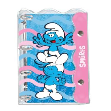 Imagem de DAC - Caderno Argolado Universitário PVC Cristal com 192 folhas Fechamento em Botão - Smurfs