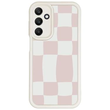 Imagem de Capa LALPOPO projetada para Samsung Galaxy A36 com design estético retrô clássico xadrez padrão feminino meninas macio TPU câmera lente protetora capa de telefone para Samsung Galaxy A36, rosa