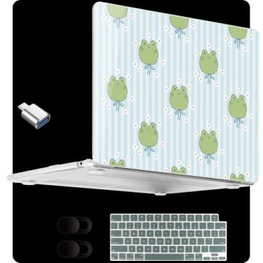 Imagem de MEEgoodo Capa para MacBook Air de 13,5 polegadas M4/M3/M2 2025 2024 2022 (compatível com o modelo A3240/A3113/A2681), capas transparentes para laptop MacBook Air de 13 polegadas, sapo e listrado