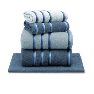 Imagem de Jogo de Toalhas Appel Classic, 5 Peças, 100% Algodão, 390g/m² (Índigo/Azul Claro)
