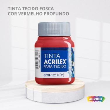 Imagem de Tinta para tecido fosca com 37ml cor vermelho profundo - ACRILEX