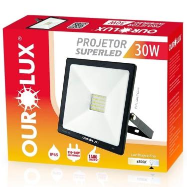 Imagem de Projetor Superled Slim Preto Bivolt De 30 Watts E 6500k - 03263 - Ourolux