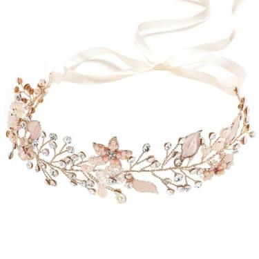 Imagem de Capacete Coucoland Flower Girl, tiara de cristal em ouro rosa