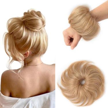 Imagem de Hair Bun Hair Piece KISANOF Human Hair Marrom Dourado Claro