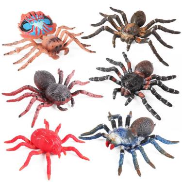 Imagem de Conjunto de estatuetas de aranha realistas, 6 peças, modelos de insetos, brinquedos infantis