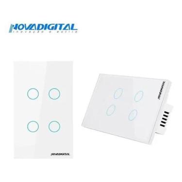 Imagem de Interruptor Inteligente 4 Botões Alexa Sem Fio Touch Branco