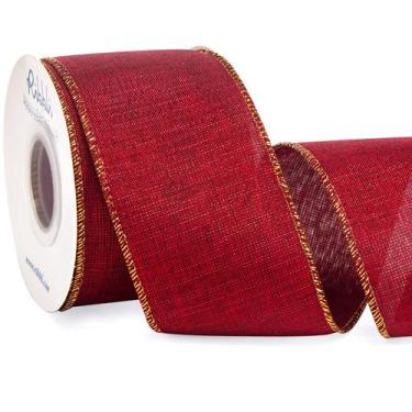 Imagem de Fita decorativa Ribbli Metálica de Linho Vermelho Escuro 6,4 cm x 9,1 