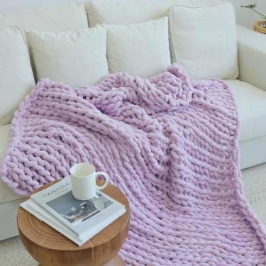 Imagem de Manta Maetoow Chenille Chunky Knit 127x152 cm roxa