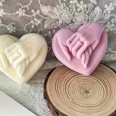 Imagem de Moldes de vela – Molde de vela de silicone para fazer velas, moldes de velas 3D DIY para cera de soja, cera de abelha, vela perfumada, presentes de Dia dos Namorados (amor de mãos dadas)