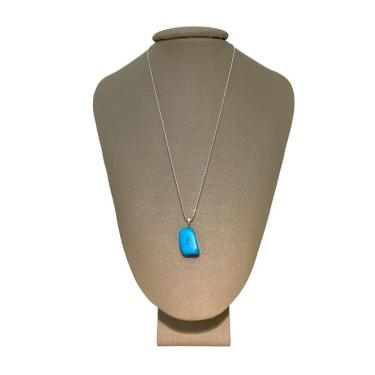 Imagem de Colar Diamantado Prata 925 Howlita Azul Polida - P. Vecchio